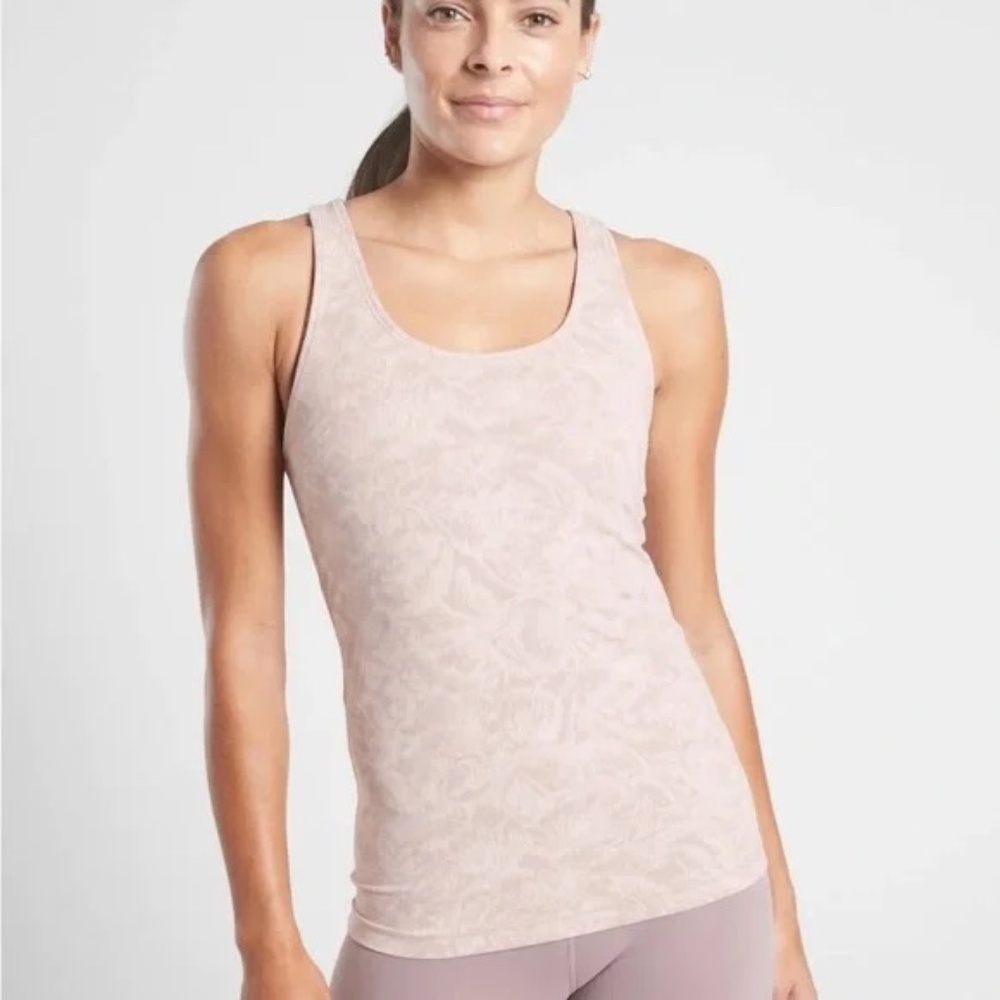 Athleta Scoop Neck Texture Dusty Pink Tank Top